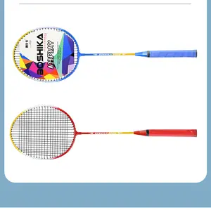 2 adet profesyonel Badminton raketleri 28 POUDS demir alaşım eğitim rezerv Barbap ile Badminton raket