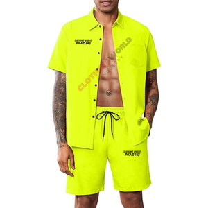 Ensemble de shorts décontractés jaunes pour hommes, motif uni, 100% coton, séchage rapide, pour sports de plein air et plage, fabriqué au Pakistan - Product Image 1