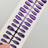 Lot de 30 faux ongles œil de chat XS/S/M, forme amande courte, brillants, en verre, à presser, fournisseur