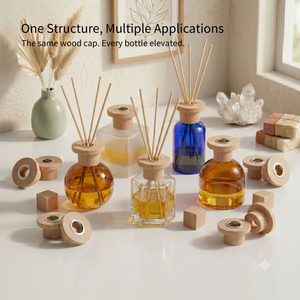 Vietnam WeWood T-Shape <b>Reed</b> <b>Diffuser</b> Wooden Cap Timber Aroma Plug Lid Beech Wood Hat Shape Fragrance Closure - Product Image 3