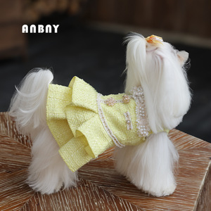 Automne hiver robe de princesse élégante pour petits chiens chaud caniche <span class=keywords><strong>maltais</strong></span> Polyester vêtements pour animaux de compagnie LittleStyle motif solide - Product Image 1