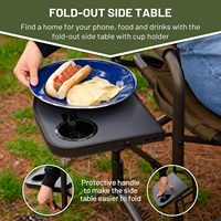 Chaise de camping pliable avec glacière et table latérale, en fer robuste pour adultes, supporte 300 lb