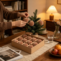Lot de boules de Noël en plastique à suspendre, décorations floquées DIY pour scène de Noël, boules à suspendre pour sapin de Noël, vente en gros