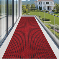 Runner Rugs Indoor/Outdoor Anti-Slip Stripes Running Man Red Polyester Square Woven Carpet TPR Backing Waterproof Home Carpet