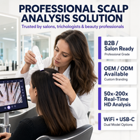 Alat Analisis Kulit Kepala dan Folikel Rambut HD 50x-200x Mikroskop Digital WiFi Nirkabel USB-C dengan Lampu UV Putih untuk Salon Klinik