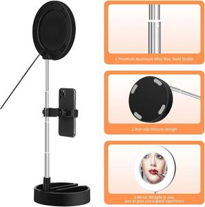 Anneau lumineux LED pour selfie et vidéo, miroir de maquillage, support de téléphone, diffusion en direct YouTube TikTok, lumière blanc chaud 3500K, IP44, hauteur réglable - Product Image 4