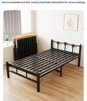 Lit en métal avec sommier en maille pour usage domestique, hôtelier ou en dortoir