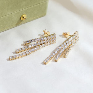 Pendientes de Diamantes de Oro Amarillo de 18K MSE-867 de Messi Jewelry para Mujer - Product Image 2