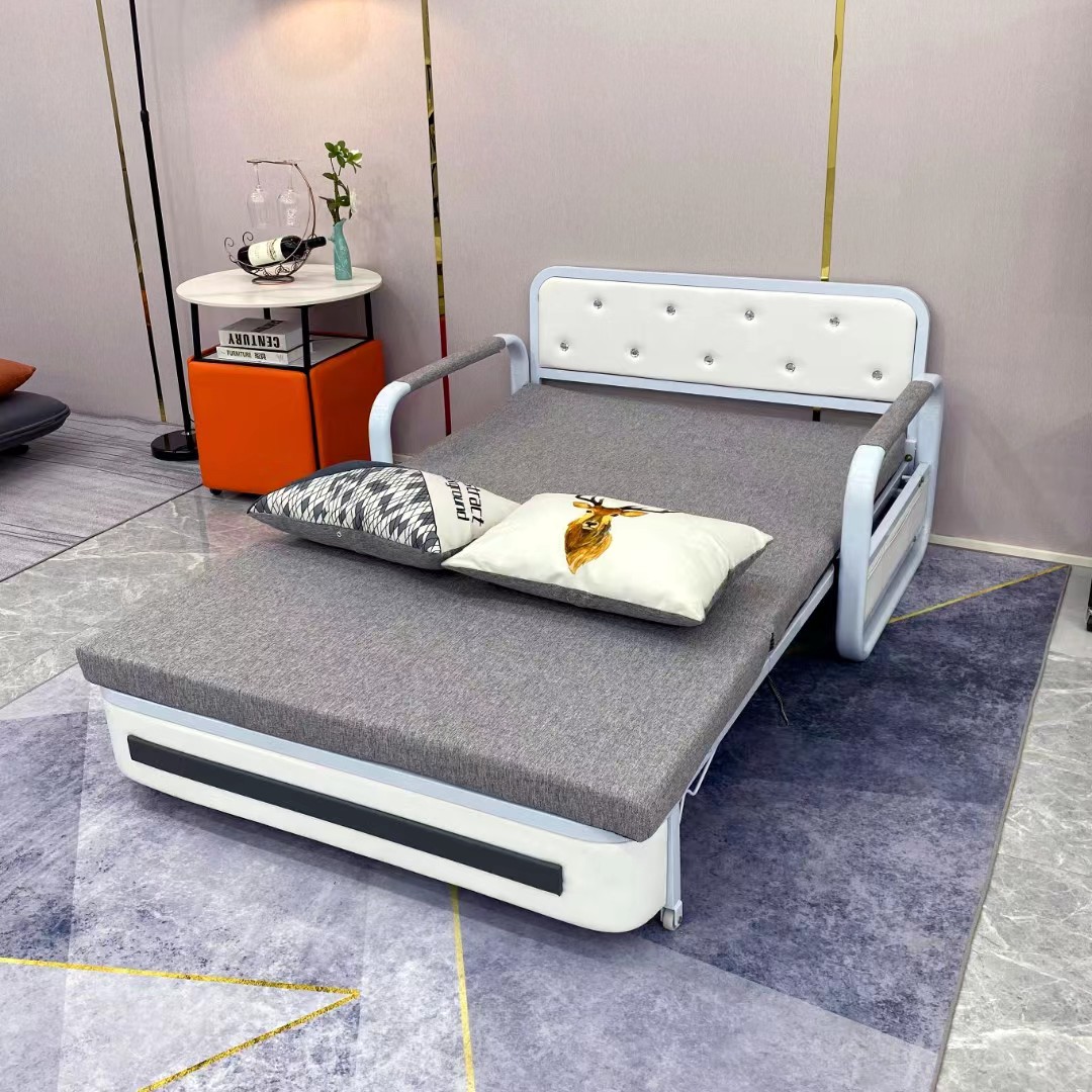 Divano Letto Trasformabile Salvaspazio 80 Cm | Futon Pieghevole Con Materasso In Schiuma, Poltrona A Due Posti Per Soggiorno E Ufficio Grigio