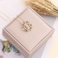 Pendentif en zircon micro-serti en cuivre plaqué or 18 carats, bijoux, croix, pendentif en zircon Madonna, collier
