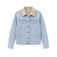 Blouson en jean pour femme, doublé sherpa, col polaire, boutonné, manches longues, chaud, personnalisé, pour l'hiver