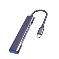 Hub USB Tipo-C Portátil de 4 Puertos, Materiales de Nailon y PVC, Divisor Multifunción para Transferencia de Datos, Escucha de Música y Lectura de Discos Duros