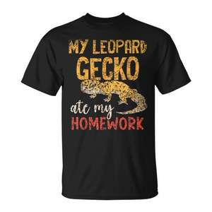 T-shirt promotionnel « Mon Gecko Léopard a mangé mes devoirs » – Design Gecko Léopard - Product Image 1