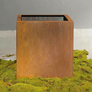 Gnee Garden Corten Steel Square Planter Outdoor Modern Rustic <b>Flower</b> Pot for Home 20-inch Durable Minimalist Design Customizable - Product Image 1