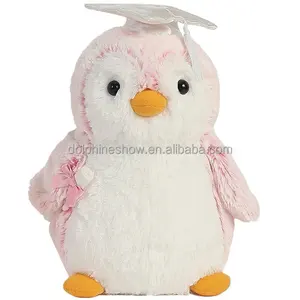 促销便宜卡通毛绒企鹅玩具定制毛绒粉色企鹅