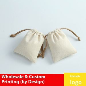 Bolsa de Algodón Grueso Personalizada con Cordón, 7*9cm, Bolsas de Algodón Beige con Cordón de Yute, Bolsa Pequeña con Cordón para Guardar Objetos - Product Image 2