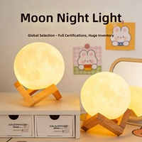 Lampe lune créative en vinyle peinte à la main, veilleuse LED tendance pour chambre à coucher avec fonction tactile