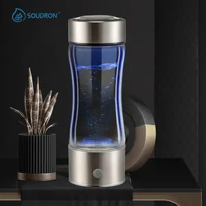 SOUDRON Garrafa de água alcalina de hidrogênio com novo design, gerador portátil de alta pureza de 430ml, garrafa de água de hidrogênio