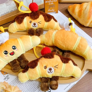 Llavero <span class=keywords><strong>de</strong></span> Peluche con Forma <span class=keywords><strong>de</strong></span> Croissant Ecológico para Niños, Adorno Colgante <span class=keywords><strong>de</strong></span> <span class=keywords><strong>Dibujos</strong></span> Animados con Cuerda Trenzada Antideslizante - Product Image 2