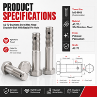 Baut Bahu Hexagonal Baja Tahan Karat A2-70 Dengan Lubang Pin Cotter Pin Anti-longgar Ulir Kanan Pengikat Presisi