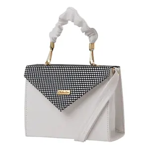 Sac messager blanc Bora pour femme Fana, motif géométrique, cuir PU, sac bandoulière, fermeture à glissière, taille XL, style tendance - Product Image 1