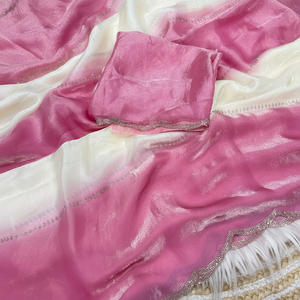 Diseñador clásico de moda elegante hermoso Zarkhan trabajo satén Saree última fiesta exclusiva boda Festival Ropa Étnica para mujeres - Product Image 1