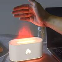 Humidificateur à ultrasons 900 mAh à brume froide, diffuseur d'arômes intelligent sans eau 160 ml, diffuseur de flamme pour huiles essentielles 7 couleurs