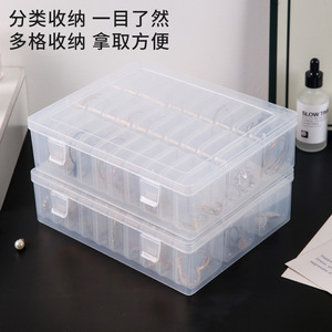 Transparent Jewelry Storage <b>Box</b> With Lid 15 Compartments For Earrings Studs Organizer Rectangular Shape - Product Image 3