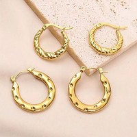 Boucles d'oreilles professionnelles de bureau en acier inoxydable plaqué or 18 carats, bijoux géométriques irréguliers haut de gamme pour femmes