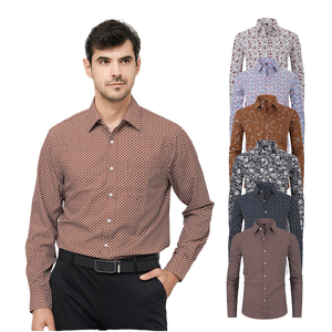 เสื้อเชิ้ตพิมพ์ลายดอกไม้สำหรับผู้ชาย แขนยาว ปกคอปก ผ้าป๊อปลิน สไตล์ลำลองสมาร์ท สำหรับฤดูใบไม้ผลิ - Product Image 1