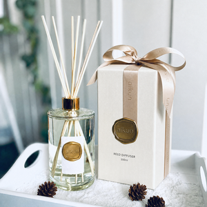 Aikun XL Cylinder Glass Long Lasting <b>Reed</b> <b>Diffuser</b> with Any Scent Gold Seal Logo Ivory Gift Box Quality Checked for Retailers - Product Image 1