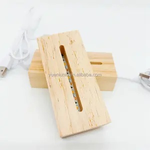 Good Quality USB Acrylic Lamp Base LED Night Light Wooden Base With Battery Box For Bedroom