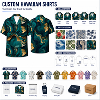 Camisa Hawaiana Personalizada con Estampado Completo, Manga Corta, con Botones, Informal, para Verano, Playa, Vacaciones, OEM, ODM, Logotipo Personalizado, Venta al por Mayor, Premium, para Hombre