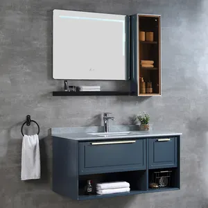 Hot sale wall mounted latest design led light smart mirror modern bathroom vanity mirror cabinet with defog