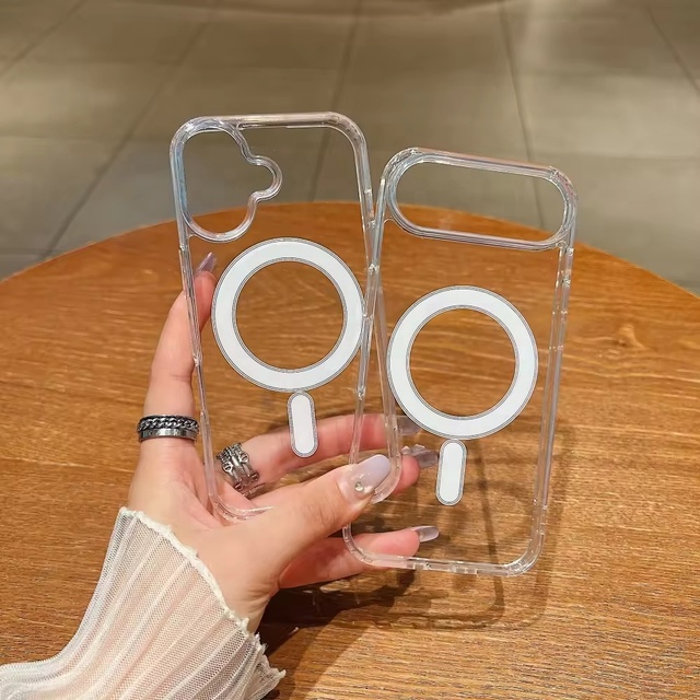 Luxury Transparent Acrylic Magnetic Phone Case for iphone 12 13 14 15 16 17 18 Pro Max Shockproof Clear Mobile Phone Cases Bags