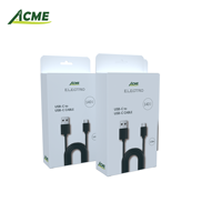 Échantillon gratuit de boîte d'emballage de câble de données électronique personnalisé carton enduit avec estampage de feuille d'or logo personnalisé