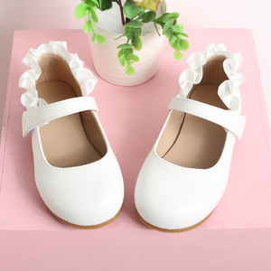 Chaussures en cuir pour enfants à semelle souple antidérapante avec boucle, nouvelle mode, vente en gros, chaussures plates blanches à lacets pour filles - Product Image 5