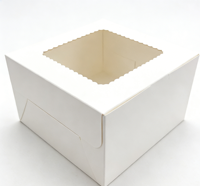 Boîte à gâteau personnalisée en papier blanc avec fenêtre transparente, imprimée UV, écologique, recyclable, résistante, de 6/8/10 pouces