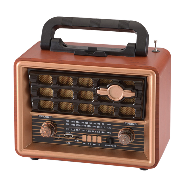 1200 MAH Classic Vintage Retro Radio FM AM SW 3 Band Rechargeable Radio With USB SD TF Mp3 Player Wooden Radio
