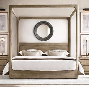 American Traditional Solid Wood R <strong>Pillar</strong> <strong>Bed</strong> French Oak Vintage 1.5/1.8m Double <strong>Bed</strong> for Master Bedroom Custom High Wedding <strong>Bed</strong> - Product Image 3