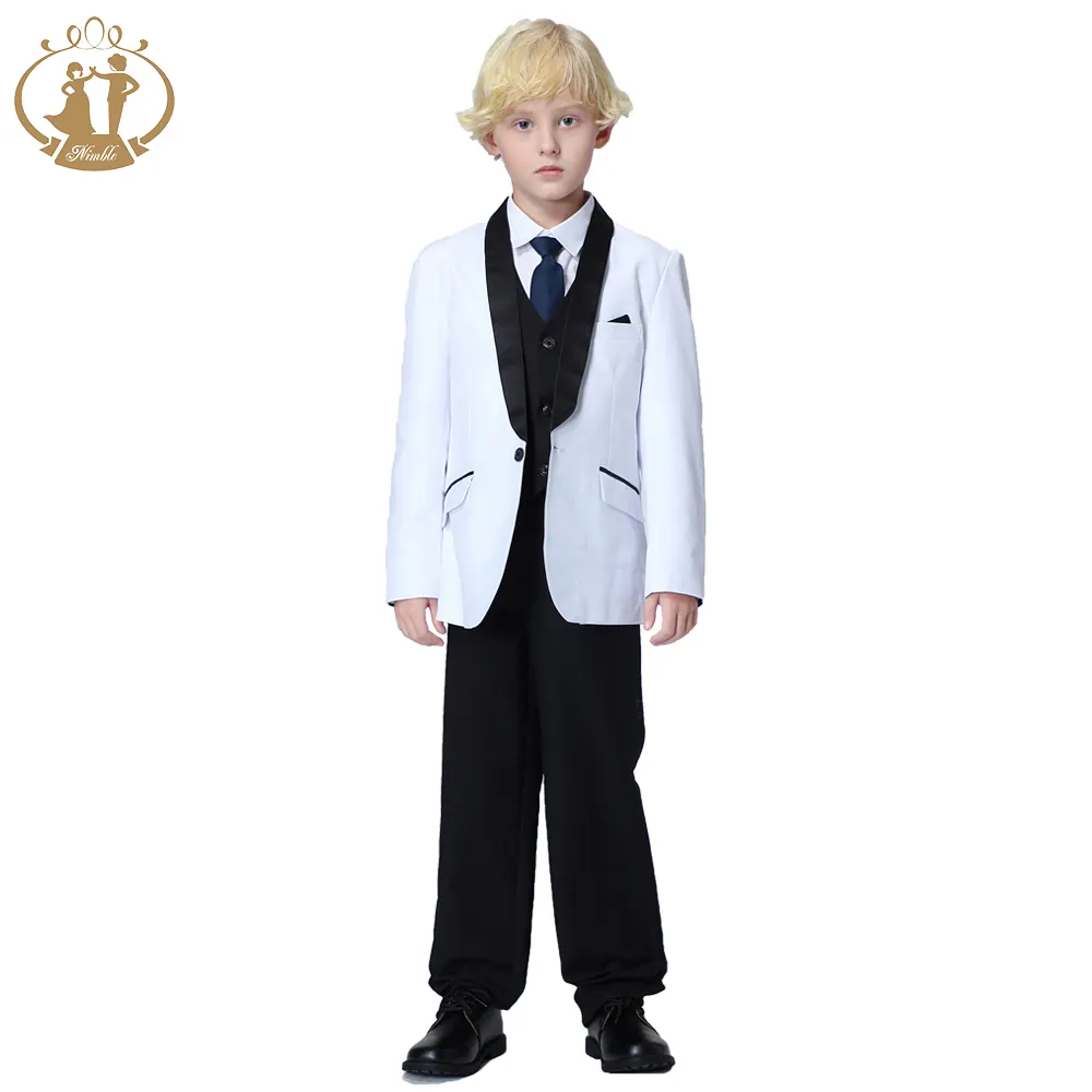 Nimble White High Quality Three Pieces Boy Suit Set Wedding Piano Costumes Kid Suit Party Clothes Baby Boy Suit