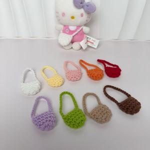 Mini Crochet Bags For Hello Kitty <b>Doll</b> <b>Accessories</b> Plush Toy Keychain Charms Multicolor Handmade Yarn Bag Set - Product Image 1