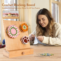 Planche à tricoter en bois artisanale avec tiroir de rangement pour le tricot, le crochet et les granny squares
