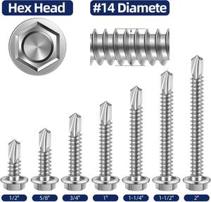 #14X1 \ "(3/4 \" 3 \ ") testa esagonale a filo sottile autforatura per viti in lamiera punta di acciaio inossidabile 410 confezione da 50 - Product Image 2
