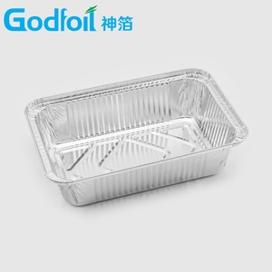 Barquette en aluminium de 2,25 lb (8,5x6 pouces) rectangulaire jetable pour la livraison de repas à emporter, plateau alimentaire argenté de 30 oz - Product Image 2