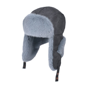 Chapeau de trappeur surdimensionné doublé de fausse fourrure avec logo personnalisé, casquette unisexe en daim à rabats pour les oreilles, casquette d'hiver coupe-vent pour l'extérieur - Product Image 1