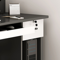Bureau à domicile moderne et économique gris MDF extensible Rectangle bureau d'ordinateur avec 4 tiroirs trou de câble et stockage PC
