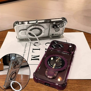 Coque magnétique transparente antichoc avec anneau support et béquille pour iPhone 18 17 Pro Max - Product Image 3