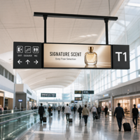 Affichage numérique publicitaire suspendu à double écran, double face, étiré, pour terminal aéroportuaire, avec contrôle à distance Wi-Fi
