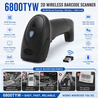 Escáner de Código de Barras Inalámbrico 2D 6800TYW para Logística de Comercio Electrónico, Lee Etiquetas de Papel en Pantallas Móviles, USB 2.4G para Punto de Venta Minorista
